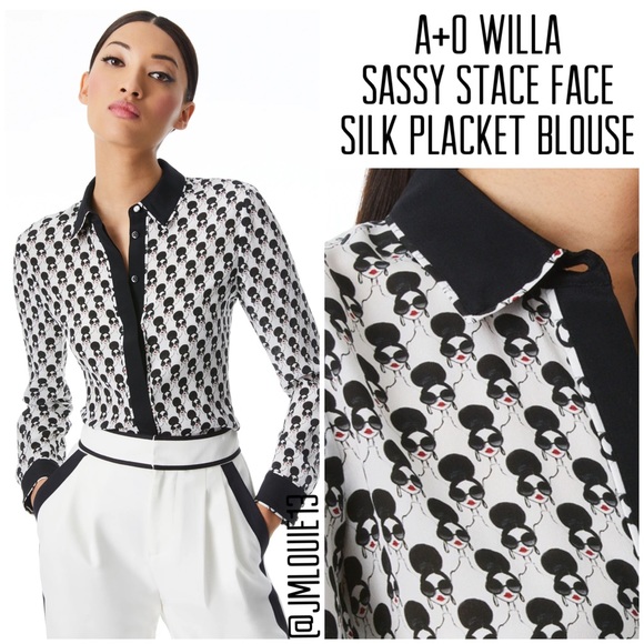 Alice + Olivia Tops - Alice + Olivia Willa Sassy Stace Face Silk Blouse